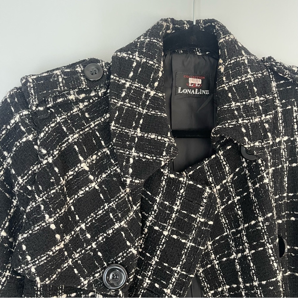 LonaLineTweed Pea Coat Double Breasted Large Classy - Picture 7 of 13